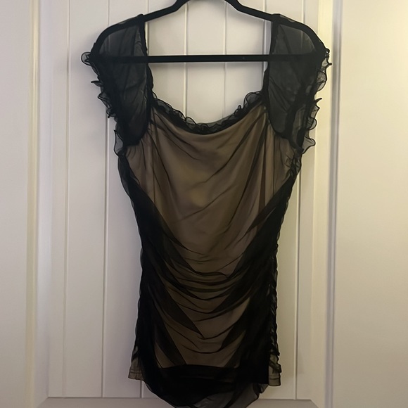 BOSTON PROPER Nude Black sheer top - Picture 2 of 4